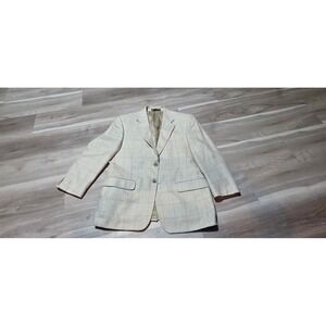 Haspel Men's Beige Blue Check Blazer Two-Button Double Vent 22" Chest
